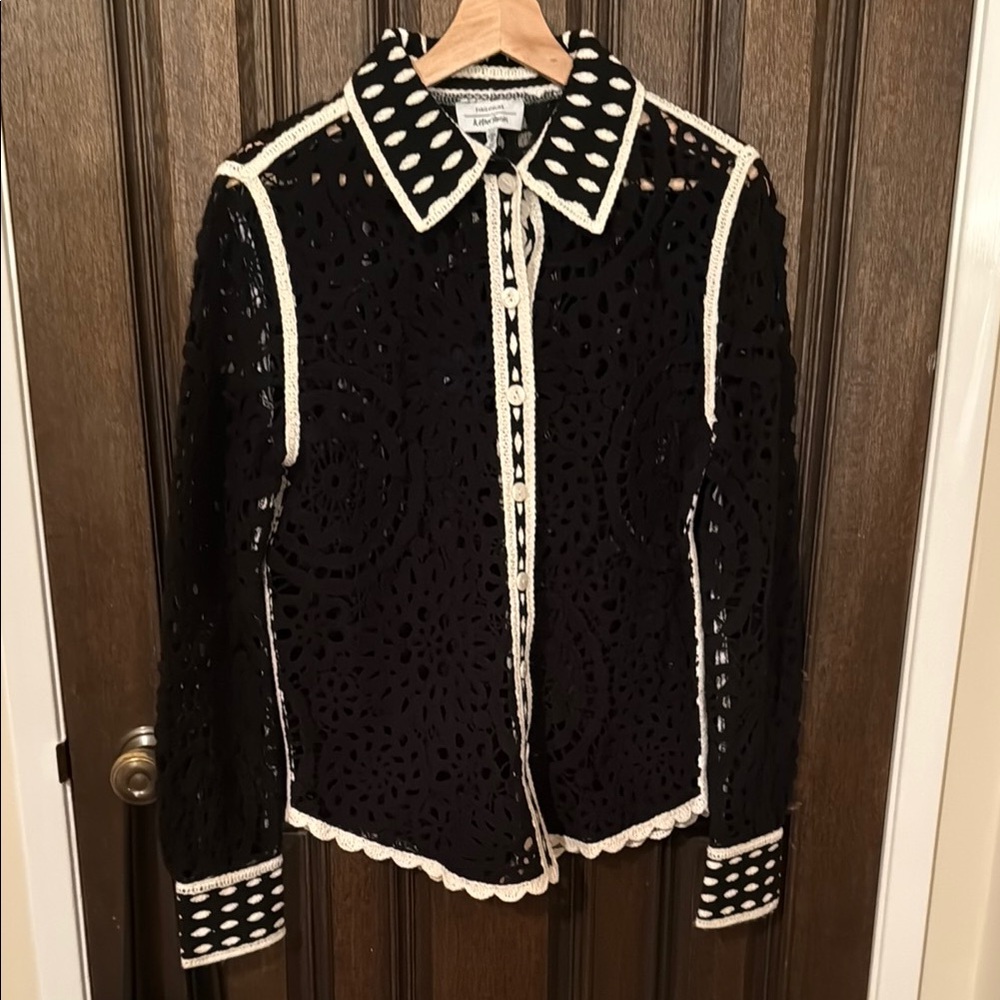 & Other Stories Black and White Crocheted shirt from Paris Atelier